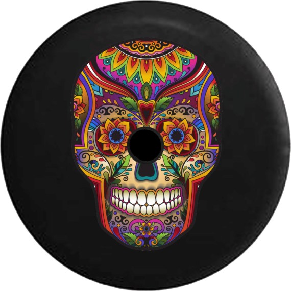 Colorful Sugar Skull Smiling Face Spare Tire Cover - Jeep Tire Covers