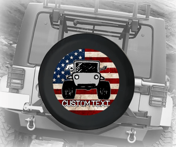 Vintage American Flag The Wave Paw Custom Spare Tire Cover Jeep Tire Covers Daymira™ Wear 0443