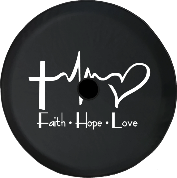 Spare Tire Cover Faith Hope Love Cross Heart Jesus Religious - Jeep Tire Covers