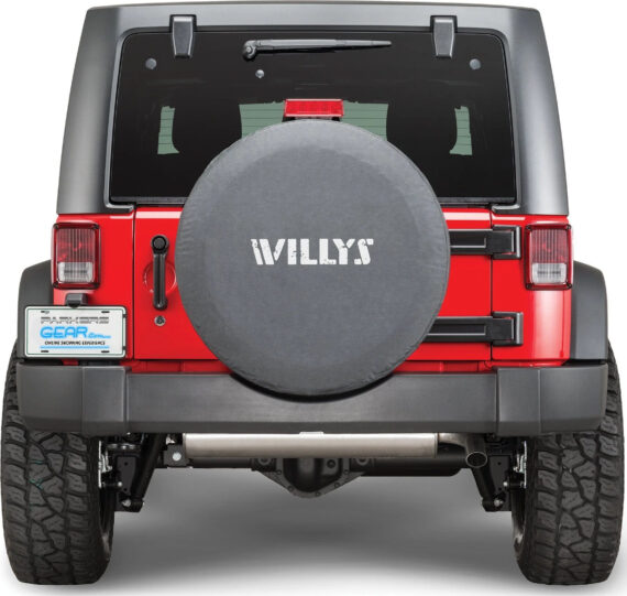 Spare Tire Cover Willy's Logo On Black Denim - Jeep Tire Covers