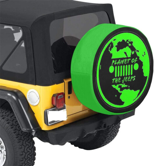 Green Silhouettes Background Spare Tire Cover - Jeep Tire Covers