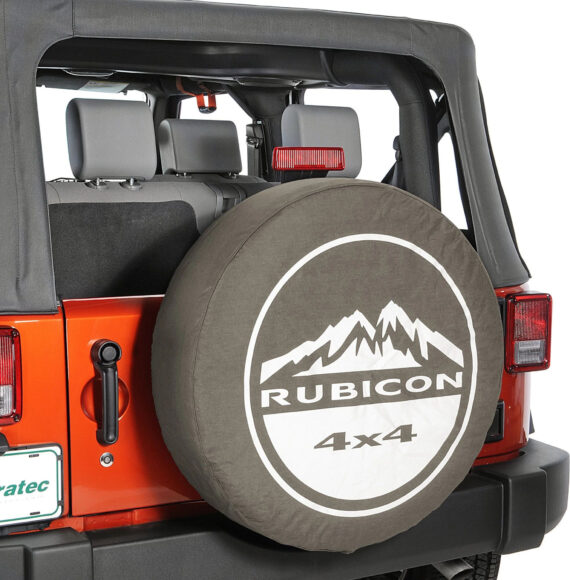 Spare Tire Cover Rubicon Logo On Khaki Denim - Jeep Tire Covers