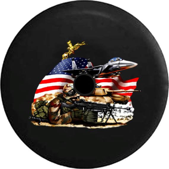 American Military Armed Forces Army Flag Spare Tire Cover - Jeep Tire Covers