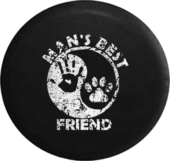 Man's Best Friend Ying Yang Hand And Paw Print Spare Tire Cover - Jeep Tire Covers