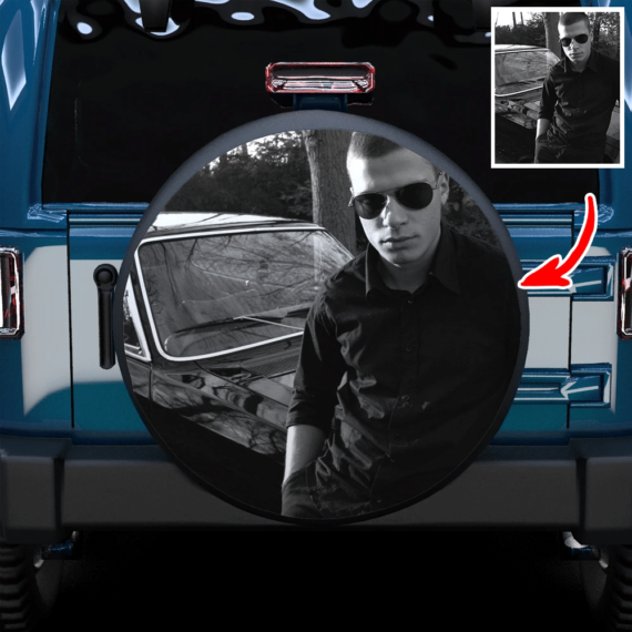 Custom Photo Cool Man Black And White Pattern Spare Tire Cover - Jeep Tire Covers