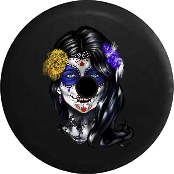 Beautiful Sugar Skull Girl Mexican Latin Spare Tire Cover - Jeep Tire Covers