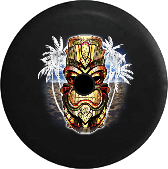 Wolves Howling At The Moon Palm Tree Spare Tire Cover - Jeep Tire Covers