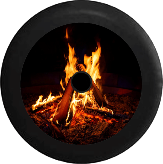 Campfire With Full Flames Spare Tire Cover - Jeep Tire Covers