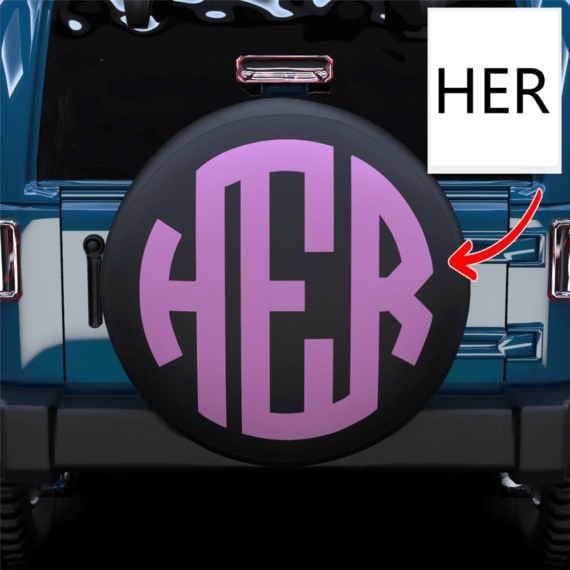 Custom Name Three Letters Pink Her Spare Tire Cover - Jeep Tire Covers