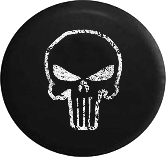 Distressed Punisher Skull Shadow Edition Ornamental On Black Spare Tire ...