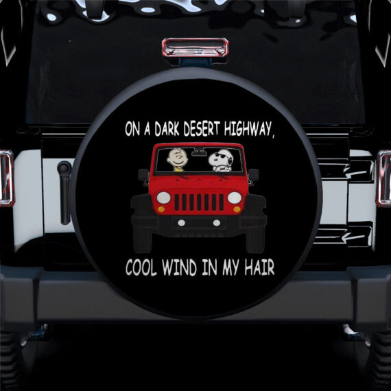 Snoopy And Friend On A Dark Desert Highway Car Spare Tire Covers Gift For Campers - Jeep Tire Covers