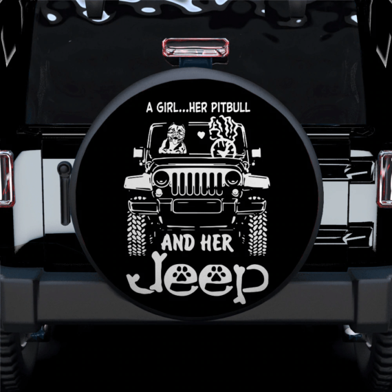 A Girl And Her Pitbull Jeep Car Spare Tire Covers Gift For Campers - Jeep Tire Covers