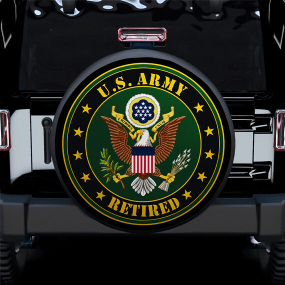 United States Retired Logo Car Spare Tire Covers Gift For Campers - Jeep Tire Covers