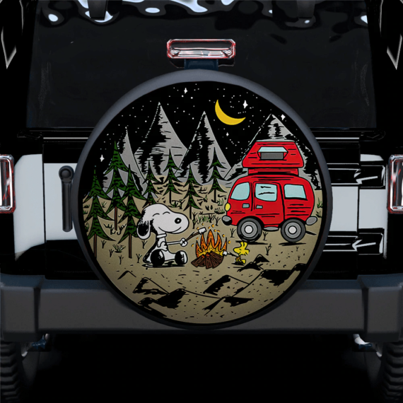 Snoopy Camping Night Sky Car Spare Tire Covers Gift For Campers - Jeep Tire Covers