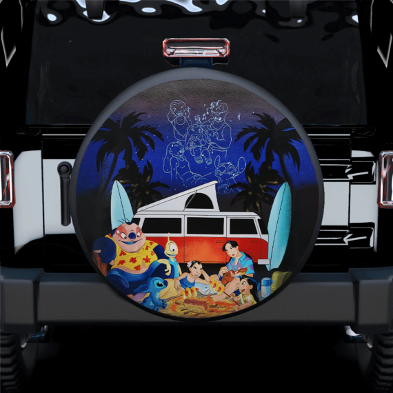 Lilo Stitch Family Camping Car Spare Tire Covers Gift For Campers - Jeep Tire Covers