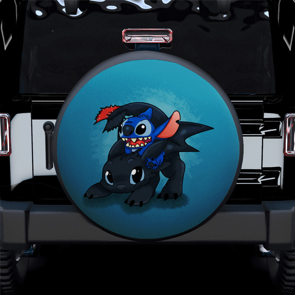 Stitch And Toothless Car Spare Tire Covers Gift For Campers Jeep Tire