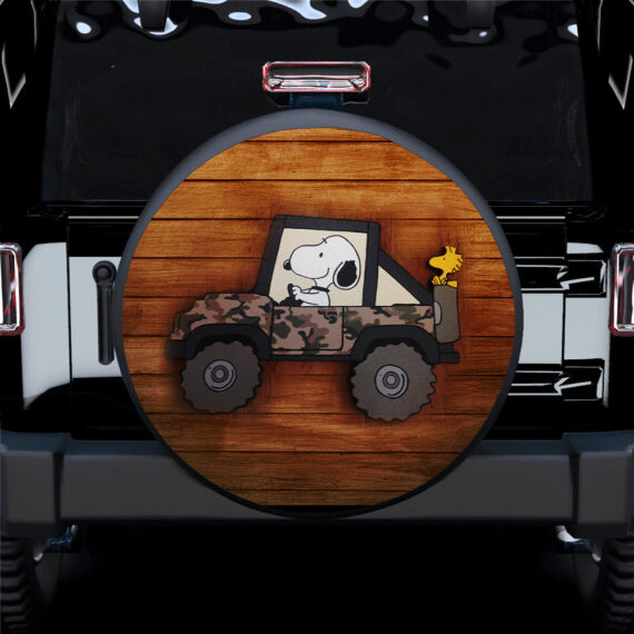 Snoopy Jeep Wood Car Spare Tire Covers Gift For Campers - Jeep Tire Covers