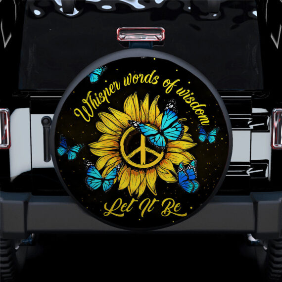 Let It Be Hippie Butterfly Blue Car Spare Tire Covers Gift For Campers - Jeep Tire Covers