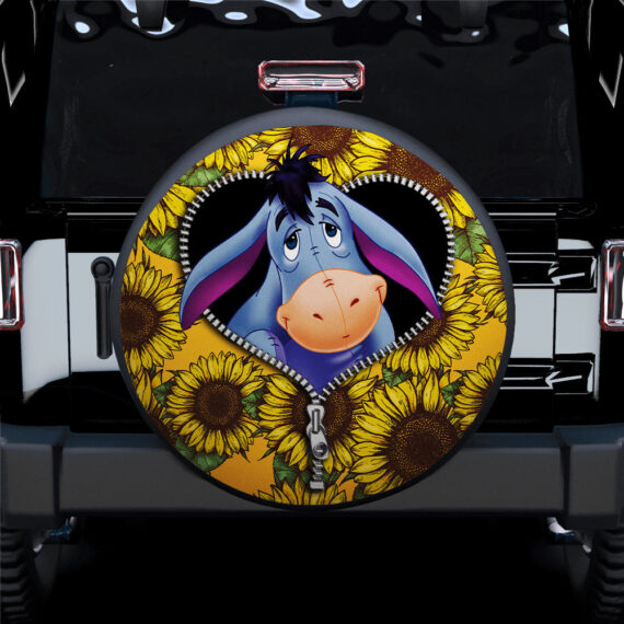 Eeyore Winnie The Pooh Sunflower Zipper Car Spare Tire Covers Gift For Campers - Jeep Tire Covers