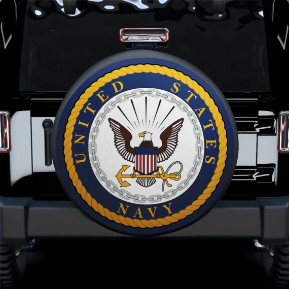 United States Navy Logo Car Spare Tire Covers Gift For Campers - Jeep Tire Covers