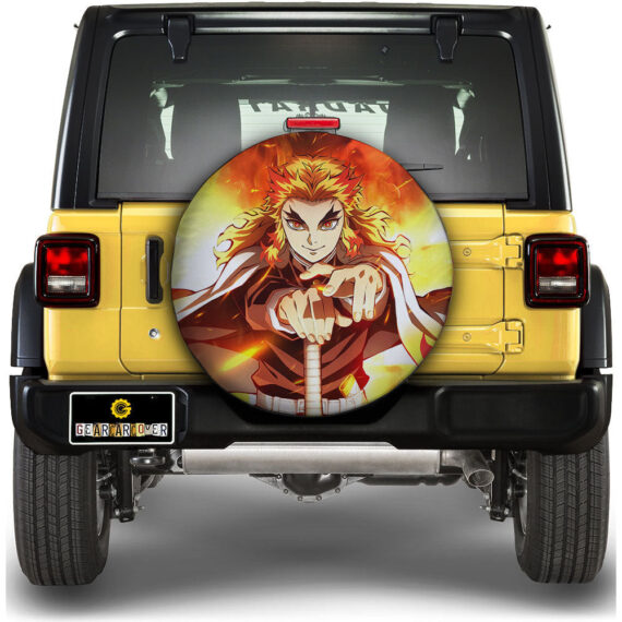 Kyoujurou Rengoku Spare Tire Cover Custom Demon Slayer Anime Car Accessories Gifts For Fans - Jeep Tire Covers