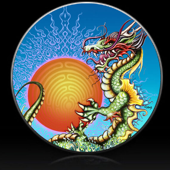 Dragon and Sun Spare Tire Cover Mike Dubois - Jeep Tire Covers