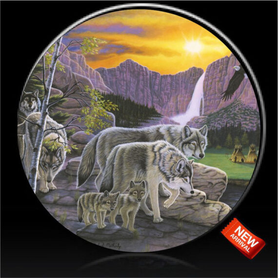 Wolves on a path Spare Tire Cover Michael Matherly - Jeep Tire Covers