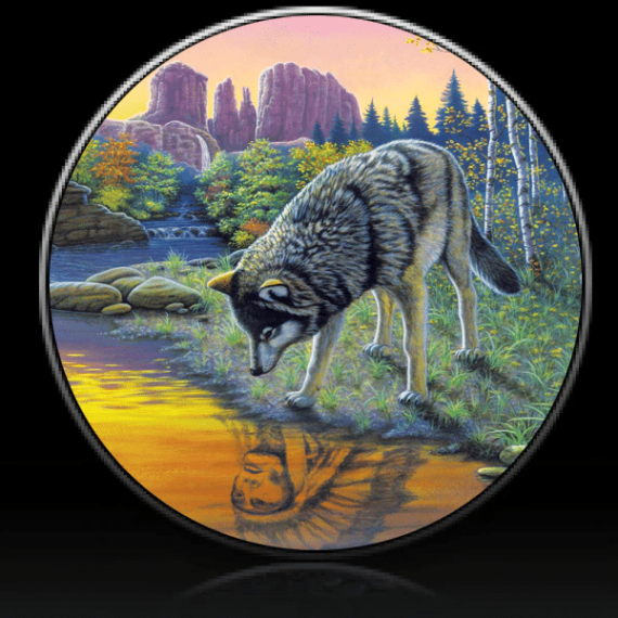 Indian Wolf Reflections Spare Tire Cover Michael Matherly - Jeep Tire Covers