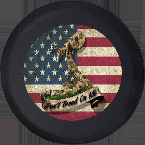 DTOM American Flag Spare Tire Cover for Jeep, Camper, SUV With or Without Backup Camera Hole