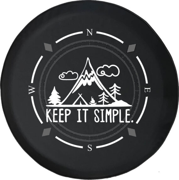 Keep It Simple Adventure Camping Compass Spare Tire Cover for Jeep, Camper, SUV With or Without Backup Camera Hole