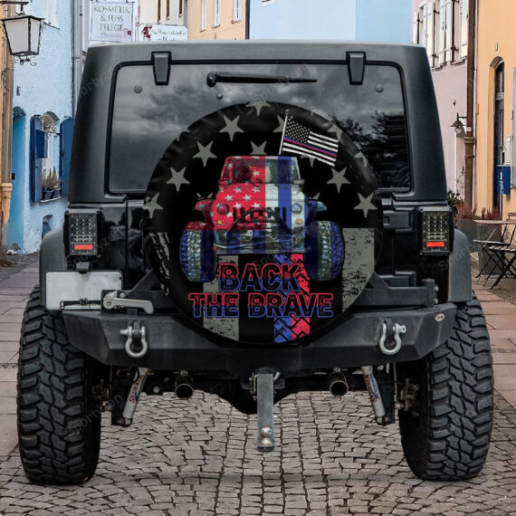 Back The Brave American Flag Patriot Jeep Independence Day Spare Tire Cover LT11