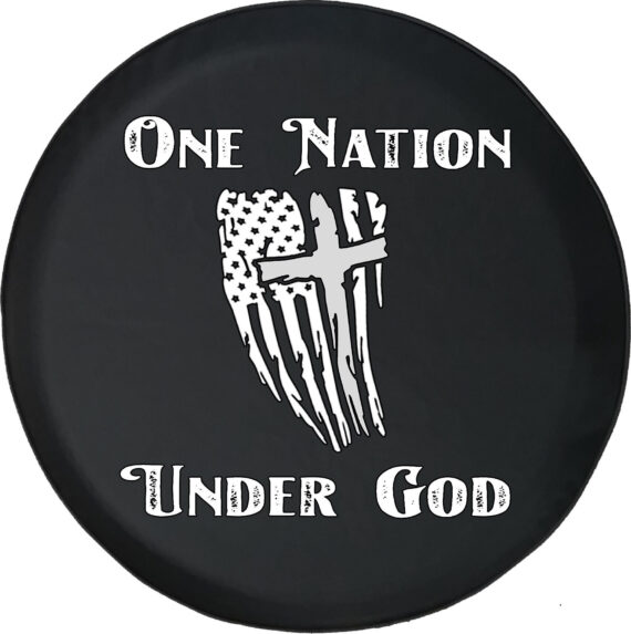 Cross American Flag Tire Cover One Nation Under God Tire Cover for Jeep, Camper, SUV With or Without Backup Camera Hole