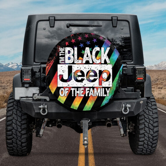 Jeep Spare Tire Cover - I'm The Black Jeep Of The Family Tie Dye Flag Spare Tire Cover