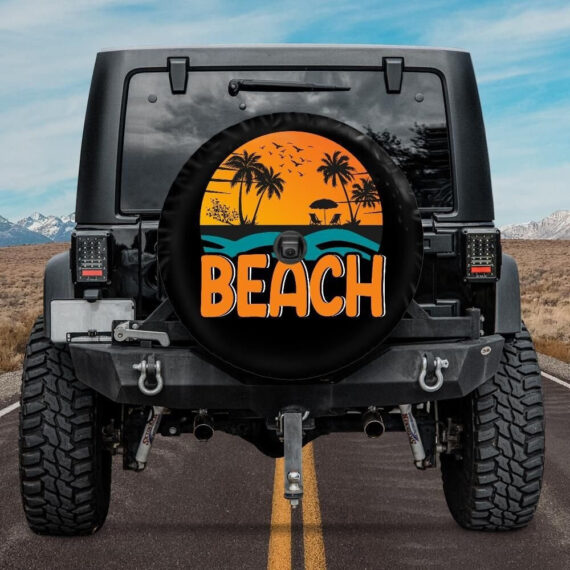 Spare Tire Cover with Beach Design, Beach Jeep Tire Cover, Optional backup camera hole, Car accessories, Jeep girl, Jeep Accessories