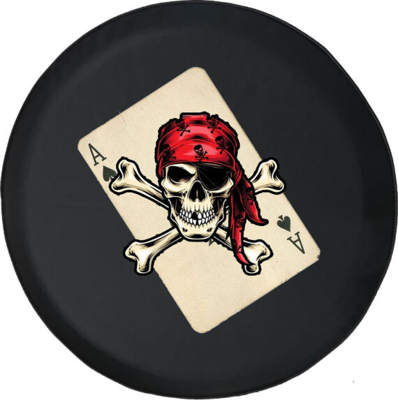 Poker Pirate Skull  Spare Tire Cover for Jeep, Camper, SUV With or Without Backup Camera Hole