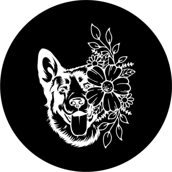 German Shepherd with Flowers Spare Tire