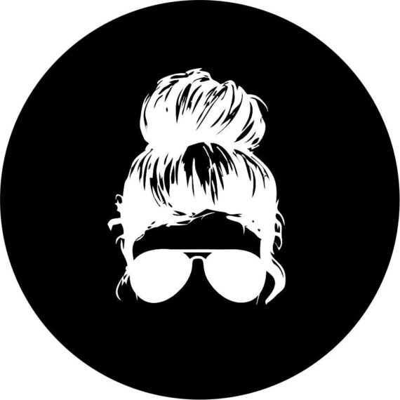 Messy bun girl with sunglasses spare tire cover jeep tire covers