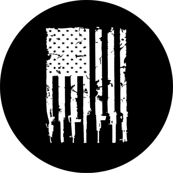 Distressed American Flag Guns Spare Tire Cover