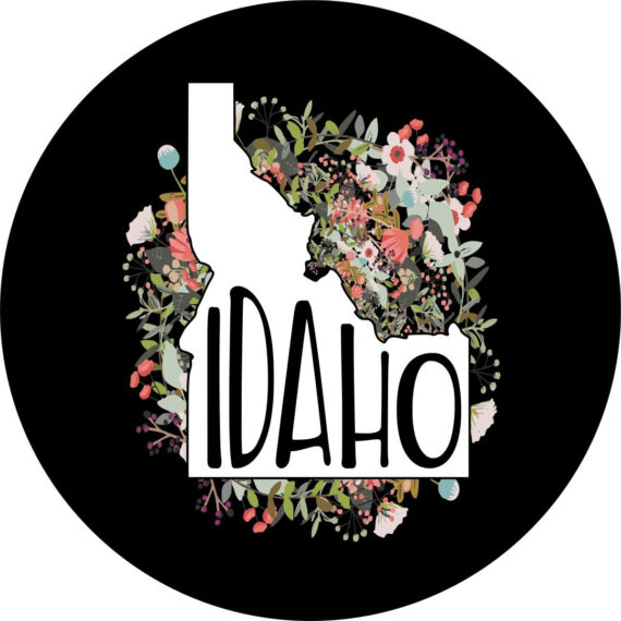 State of Idaho Outline Flowers/Floral Spare Tire Cover