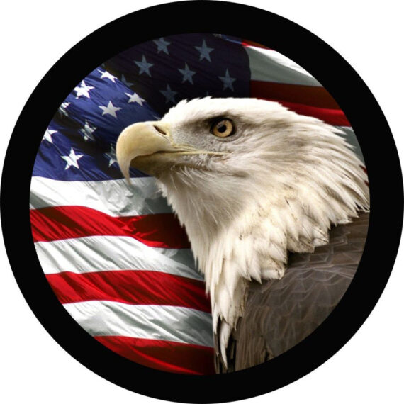 American Flag With Bald Eagle Spare Tire Cover - Jeep Tire Covers
