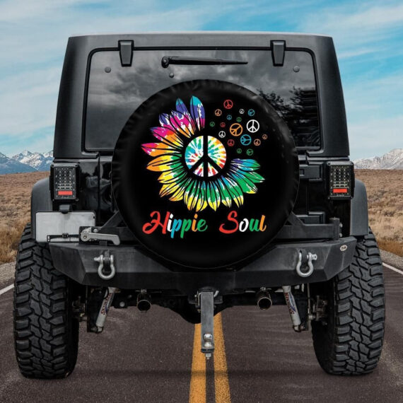 Spare Tire Cover with Hippie Soul Sunflower design, Hippie Soul Spare Wheel Cover, Sunflower Jeep Tire Cover, Jeep girl, Sunflower Car