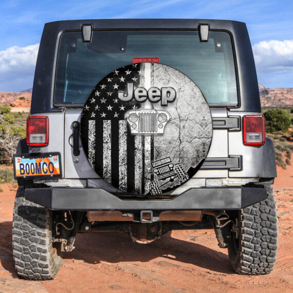 American Flag Jeep Spare Tire Cover Gray Style LT6 – Daymira™ Wear For ...