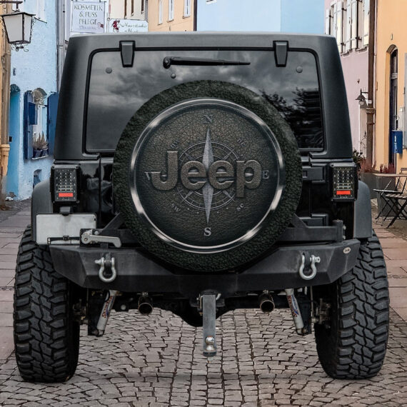 Jeep Spare Tire Cover - Jeep Compass Iron Pattern Black Spare Tire Cover