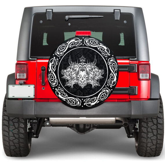 Style  - Raven With Horns And Soaring Crown  Spare Tire Cover RLT12