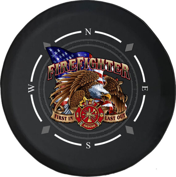 Spare Tire Cover Compass American Bald Eagle Firefighter Rescue Funwheel Covers Fit For Suv Accessories Trailer Rv Accessories And Many Vehicles