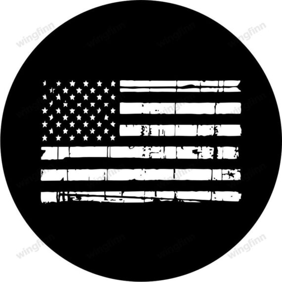 Distressed American Flag Spare Tire Cover