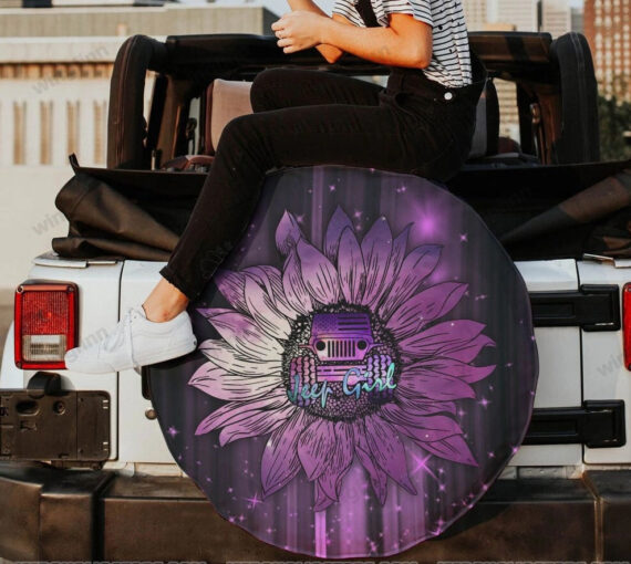 JP Girl Purple Sunflower Spare Tire Cover