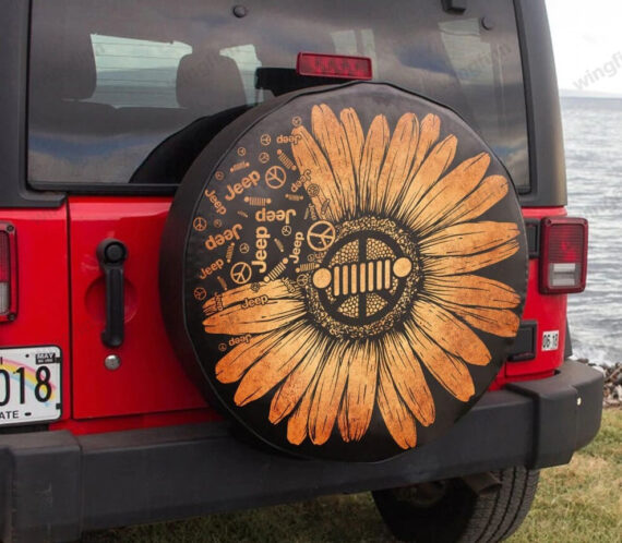 Jeepsy Soul Hippie Sunflower Spare Tire Cover