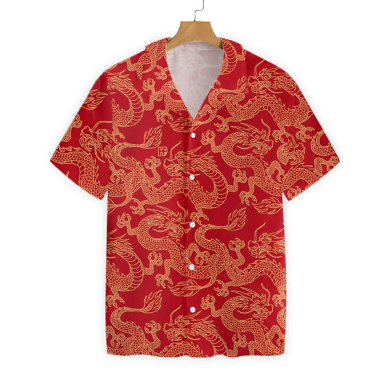 Oriental Dragon Red Hawaiian Shirt