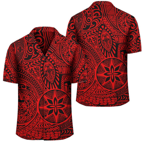 Polynesian Hawaiian Style Tribal Tattoo Red Hawaiian Shirt – Daymira ...